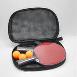Table Tennis Bat (Racket) X 2pcs With 3 Orange Balls In Zip Printed Pouch