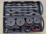 58KG Anti Rust Adjustable Dumbbell, Kettlebell and Barbell Set with Case IFx