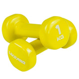 1KG STUDIO VINYL DUMBBELL COLOURED SET PAIR LIVEPRO