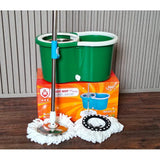 360° Spin Mop Bucket Set with Stainless Steel Handle & 2 Microfiber Heads – Easy Floor Cleaning System