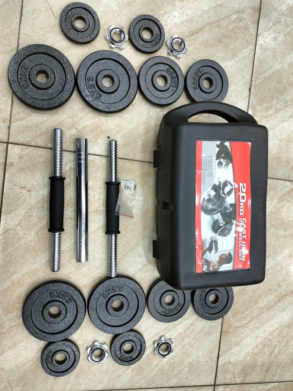 20KG ADJUSTABLE DUMBBELL SET WITH CONNECTOR AND CARRY CASE - Afrofit GymStore
