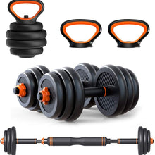 30KG Adjustable Dumbbell Kettlebell Barbell Set, 6 in 1 Set