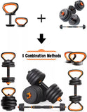 30KG Adjustable Dumbbell Kettlebell Barbell Set, 6 in 1 Set - Afrofit GymStore