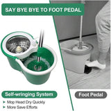 360° Spin Mop Bucket Set with Stainless Steel Handle & 2 Microfiber Heads – Easy Floor Cleaning System - Afrofit GymStore