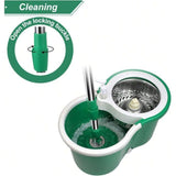 360° Spin Mop Bucket Set with Stainless Steel Handle & 2 Microfiber Heads – Easy Floor Cleaning System