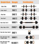 Adjustable Dumbbell Kettlebell Barbell Set 30KG, 6 in 1 Set