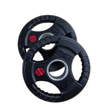 A - FIT OLYMPIC RUBBER COATED BARBELL WEIGHT PLATES TRIP GRIP PAIR - Afrofit GymStore