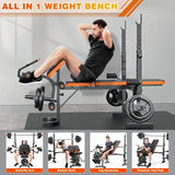 Adjustable Workout Bench with Rack & Preacher Pad, Flat Incline Bench for Weight Lifting - Afrofit GymStore