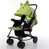 Baby Pram Walker With Cartoon Cover And Luggage Basket And Pocket, Foldable Aluminum Alloy - Afrofit GymStore