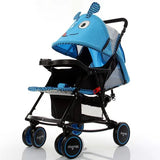 Baby Pram Walker With Cartoon Cover And Luggage Basket And Pocket, Foldable Aluminum Alloy - Afrofit GymStore