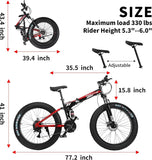 BNQMTB Folding Fat Tire, 26" High Carbon Steel Frame Mountain Bike - Afrofit GymStore