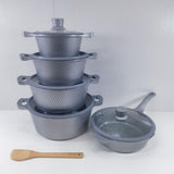 Bosch 11 PCS Granite Cookware Set with Silicone Lid Non Stick Cooking Pot - Afrofit GymStore