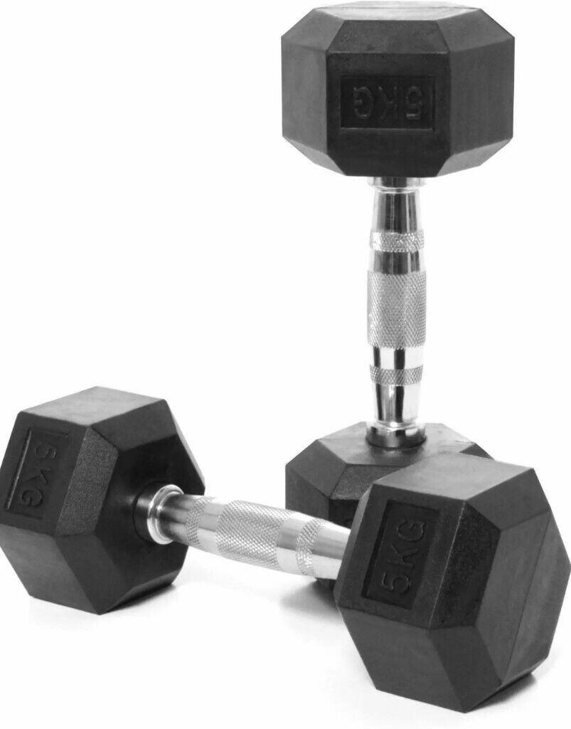 FIXED HEX RUBBER COATED DUMBBELL PAIR - Afrofit GymStore