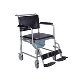Foldable Commode Wheel Chair for Adults, height adjustable, 46cm seat width, removable arm rests - Afrofit GymStore