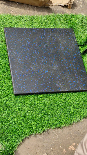 HIGH DENSITY GYM RUBBER FLOOR EXERCISE MATS 20MM 18kg/BLOCK 1PC 1SQM Blue Flecks - Afrofit GymStore