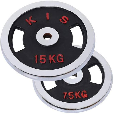 CHROME CAST IRON STANDARD BARBELL DUMBELL GRIP WEIGHT PLATES PAIR