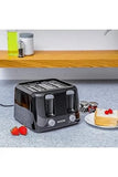 Krypton 4-Slice Bread Toaster Black Steel 6 Browning Levels - 2 Years Warranty - Afrofit GymStore