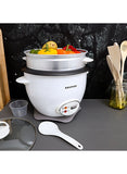 Krypton Rice Cooker with Steamer, Non-Stick Inner Pot, 1.8L, 700W, White/Grey/Black - 2 Years Warranty - Afrofit GymStore