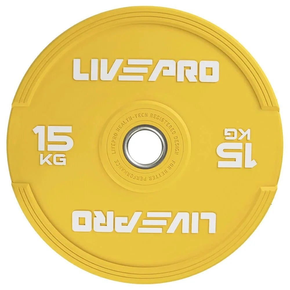 LIVEPRO ELITE COLORED RUBBER BUMPER PLATE PAIR LP8332 - Afrofit GymStore