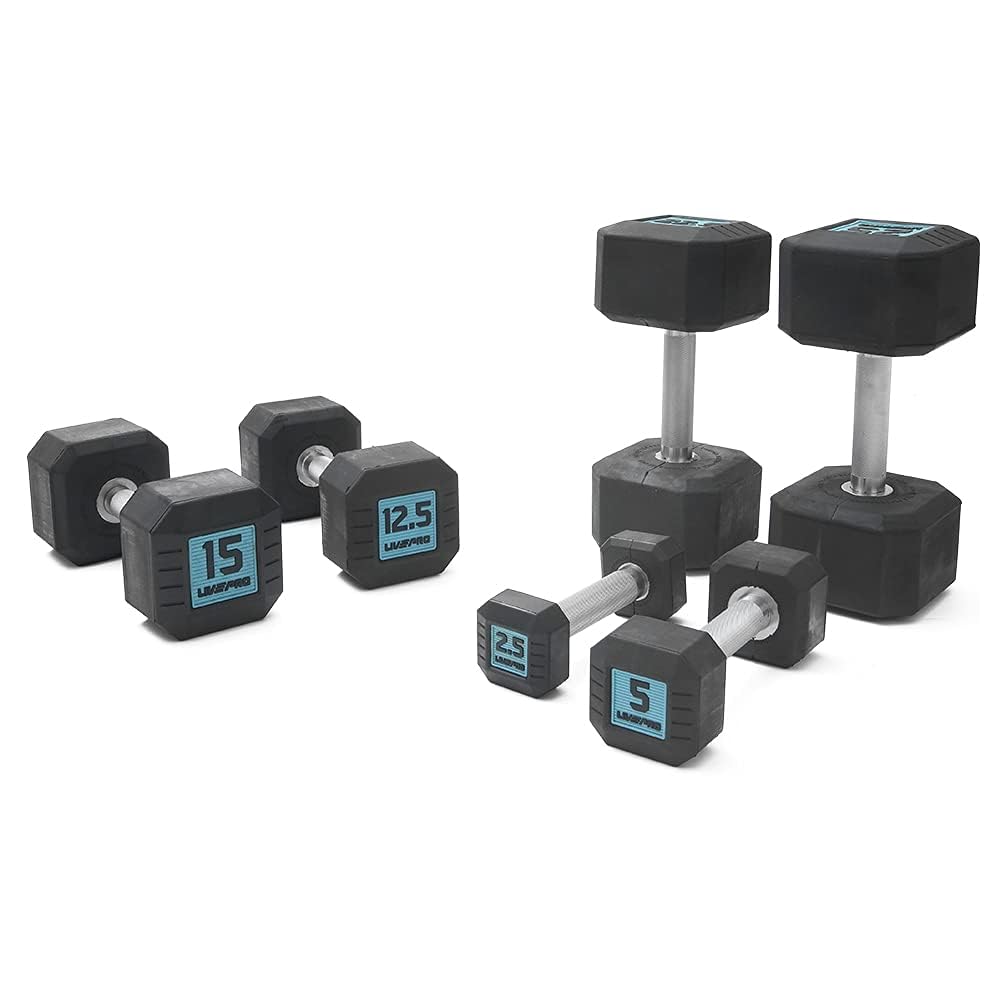 LIVEPRO PREMIUM SQUARE RUBBER DUMBBELLS (PRICE FOR A PAIR) - Afrofit GymStore