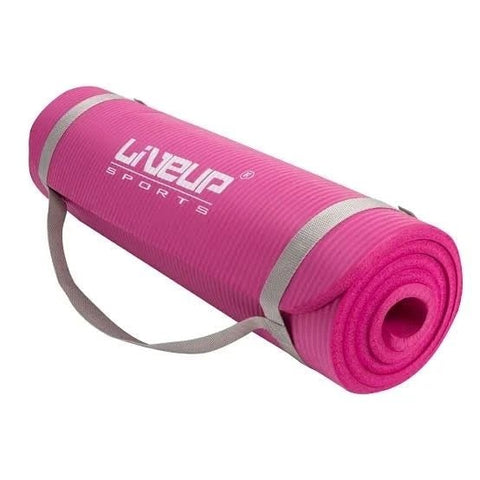 LIVEUP ANTI - SLIP YOGA SPORTS EXERCISE MAT 12MM 180 x 60 PINK - Afrofit GymStore