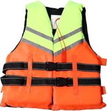Multi Colored (Orange/Green) Life Vest Jacket Buoyancy Max Weight 100kg Chest 110cm - Afrofit GymStore