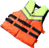 Multi Colored (Orange/Green) Life Vest Jacket Buoyancy Max Weight 100kg Chest 110cm - Afrofit GymStore
