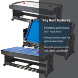 Multi-game Leisure 7ft Revolver 4-in-1 Pool/Air Hockey Tennis Ping Pong Dining table - Afrofit GymStore