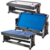 Multi-game Leisure 7ft Revolver 4-in-1 Pool/Air Hockey Tennis Ping Pong Dining table - Afrofit GymStore