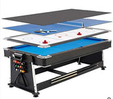Multi - game Leisure 7ft Revolver 4 - in - 1 Pool/Air Hockey Tennis Ping Pong Dining table - Afrofit GymStore