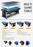 Multi - game Leisure 7ft Revolver 4 - in - 1 Pool/Air Hockey Tennis Ping Pong Dining table - Afrofit GymStore