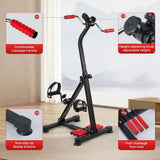 Pedal Exerciser, Hand Arm Knee and Leg Exercise Machine for Seniors, Height-Adjustable, with LCD Display and Foot Massage Roller - Afrofit GymStore