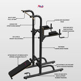 Power Tower Pull Up Dip Station with Rack & Detachable Weight Bench - Afrofit GymStore