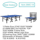 Professional Outdoor Ping Pong Tennis Water Proof Table with Net & Post - Afrofit GymStore
