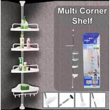 Adjustable Multi-Corner Shower Shelf Caddy - 4-Tier Bathroom Organizer with Tension Pole