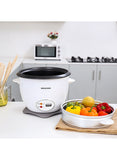 Krypton Rice Cooker with Steamer, Non-Stick Inner Pot, 1.8L, 700W, White/Grey/Black - 2 Years Warranty