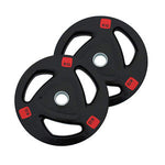 Rzone OLYMPIC RUBBER COATED BARBELL WEIGHT PLATES TRIP GRIP PAIR
