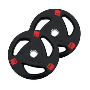 Rzone OLYMPIC RUBBER COATED BARBELL WEIGHT PLATES TRIP GRIP PAIR