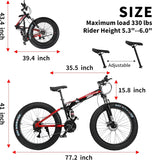 BNQMTB Folding Fat Tire, 26" High Carbon Steel Frame Mountain Bike