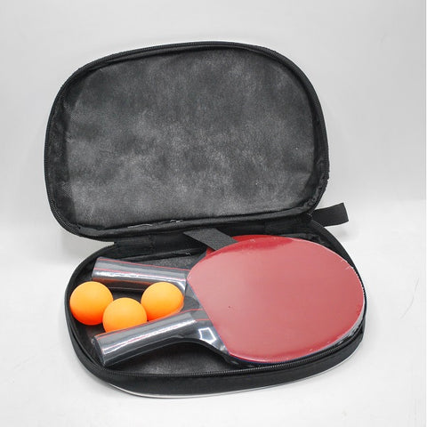 Table Tennis Bat (Racket) X 2pcs With 3 Orange Balls In Zip Printed Pouch