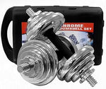 CHROME STAINLESS ADJUSTABLE 20KGS DUMBBELL SET WITH CARRY CASE