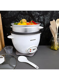 Krypton Rice Cooker with Steamer, Non-Stick Inner Pot, 1.8L, 700W, White/Grey/Black - 2 Years Warranty