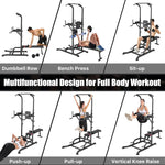 Power Tower Dip Station with Rack & Detachable Weight Bench