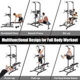 Power Tower Dip Station with Rack & Detachable Weight Bench
