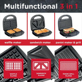 Sokany 3-in-1 Black Sandwich Maker, Waffle Maker & Grill - Non-Stick Plates - Afrofit GymStore