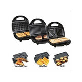 Sokany 3-in-1 Black Sandwich Maker, Waffle Maker & Grill - Non-Stick Plates - Afrofit GymStore