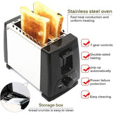 Sokany Pop Up Toaster 2-Slice Stainless Steel Bread Toaster with Adjustable Browning, Auto Pop-Up, Removable Crumb Tray - Afrofit GymStore