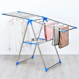 Stainless Steel Foldable Cloth Drying Rack ,Cloth Hanger Stand for Home, Movable Cloth Rack - Afrofit GymStore