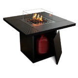 Standing Glass Patio Heater, Fire Pit Table, 1450mm, Steel Finish, Square - Afrofit GymStore