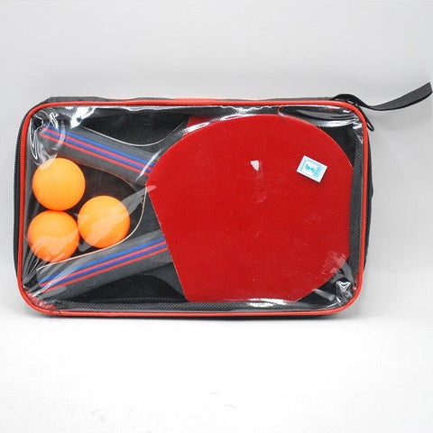 Table Tennis Bat (Racket) X 2pcs With 3 Orange Balls In Zip Window Bag - Afrofit GymStore